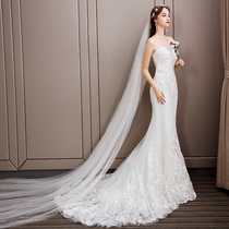 Korean style light wedding dress Forest department super fairy dream main wedding dress Simple thin female bride trailing Hepburn fish tail 2021