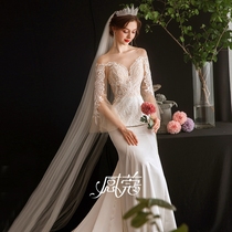 Fishtail main wedding dress bride 2021 new luxury satin tail slim French light forest luxury luxury