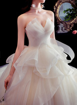 Bandeau starry sky main wedding dress 2021 new bride forest department dream super fairy quality small man trailing simple summer