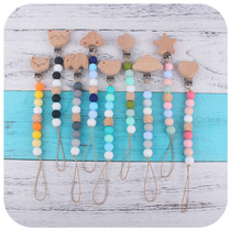 Baby Beech Wood Animal Pacifier Clip Toy Tooth Glue New Baby Pacify Silicone Pacifier Chain Dental Gum Suit