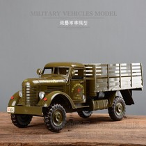 Retro nostalgic Iron military vehicle model creative truck ornaments home soft decoration Pavilion Pavilion bar classic car pendulum