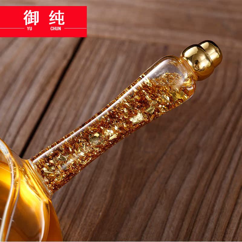 Royal pure glass side hid the heat - resistant thickening kung fu tea accessories fair keller Japanese tea gold foil hammer points