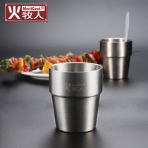 Fire Shepherd 304 stainless steel seasoning Cup double water Cup insulated tea cup children anti-scalding cup coffee cup wine glass