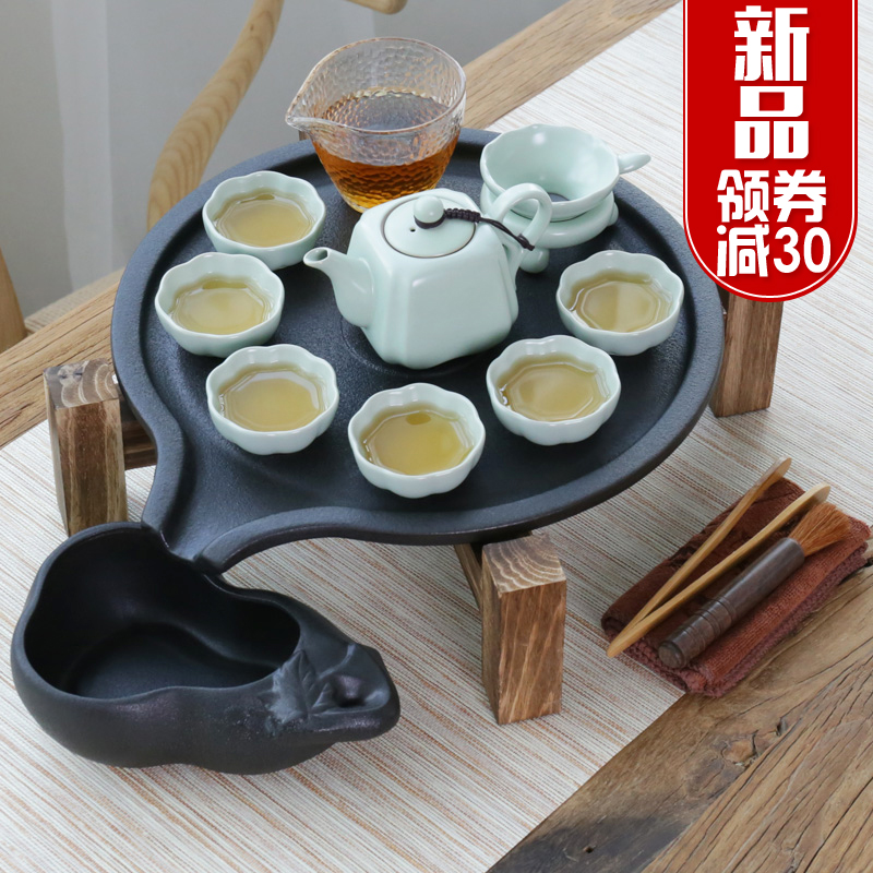 Fit ZongTang kung fu tea set suit of black tea tray of a complete set of household ceramic teapot teacup restoring ancient ways Japanese zen