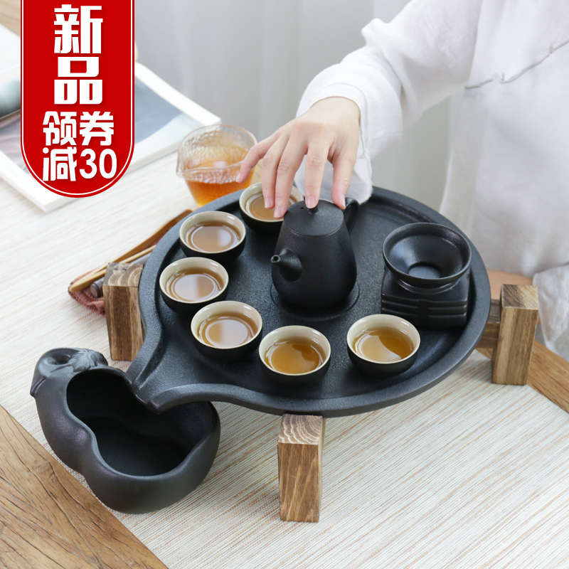 Fit ZongTang kung fu tea set suit of black tea tray of a complete set of household ceramic teapot teacup restoring ancient ways Japanese zen