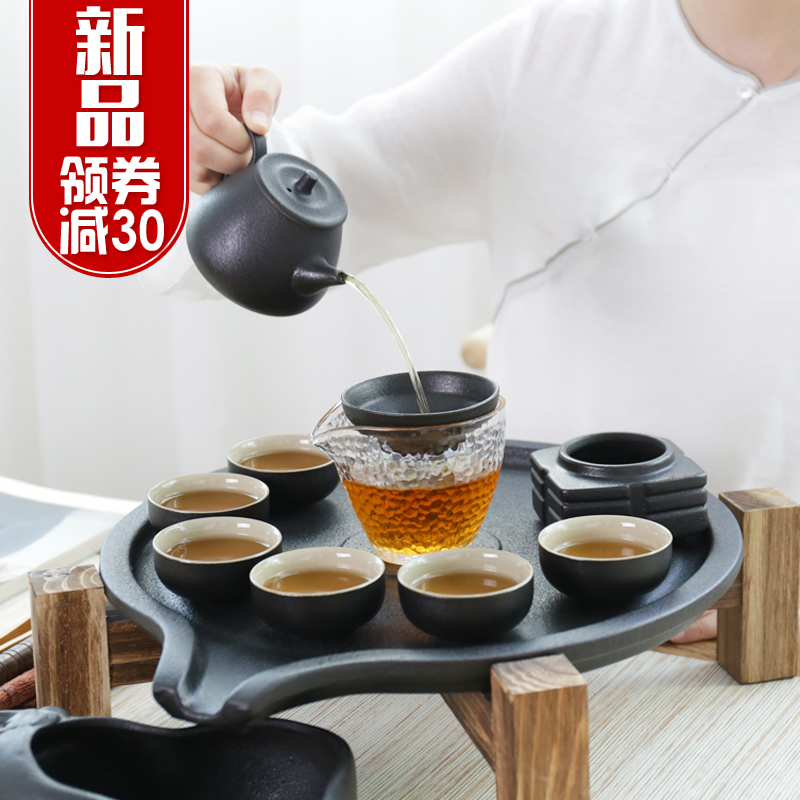 Fit ZongTang kung fu tea set suit of black tea tray of a complete set of household ceramic teapot teacup restoring ancient ways Japanese zen