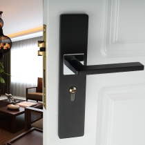 Modern simple indoor door lock Black solid wood bedroom door lock set door handle lock Household universal type