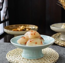 Tea tray retro Chinese ceramic Zen tall dried fruit living room home snack dish tribute dish restaurant fruit dish