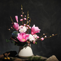 Sincere Magnolia News plum flower ceramic vase art flower arrangement simulation flower finished fake flower silk flower decoration flower art