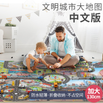 Childrens city traffic scene map toy car parking lot baby crawling game thick floor mat large