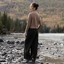 (To places far distant) mo shang hua kai wool straight casual pants female loose wide leg pants drape trousers