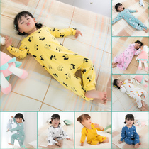 Children conjoined pyjamas spring autumn season with baby pyjamas fall winter pure cotton baby one-piece boy girls air conditioning suit