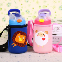 Baby thermos cup set cartoon Cup bag contigo Cute kindergarten leak-proof childrens cup set can be used for carrying