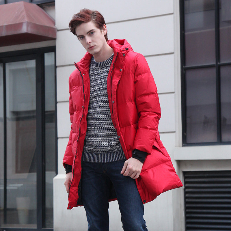 雪中飞 男式中长款加厚连帽羽绒服 凑单折后￥275.9包邮 3色可选