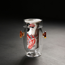 Glass tea set Heat-resistant tea maker Binaural black tea cup filter Blue and white ceramic household Kung fu Puer tea pot