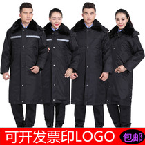 Security clothing winter clothing cotton clothing multi-functional work clothing cotton coat thick and long reflective strips winter cold clothing