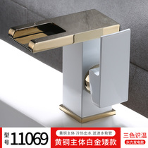 All copper faucet bathroom cabinet water wash basin faucet waterfall single hole American white hot and cold faucet