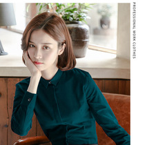 2020 new autumn vertical solid color polished shirt womens long sleeve business wear top casual slim shirt base shirt