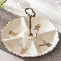 Modern creative household fruit plate separated European living room ceramic fruit plate snack plate candy snack plate dried fruit plate