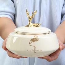 European-style light luxury decoration ashtray with lid ceramic ornaments luxury home living room large new Chinese creative personality