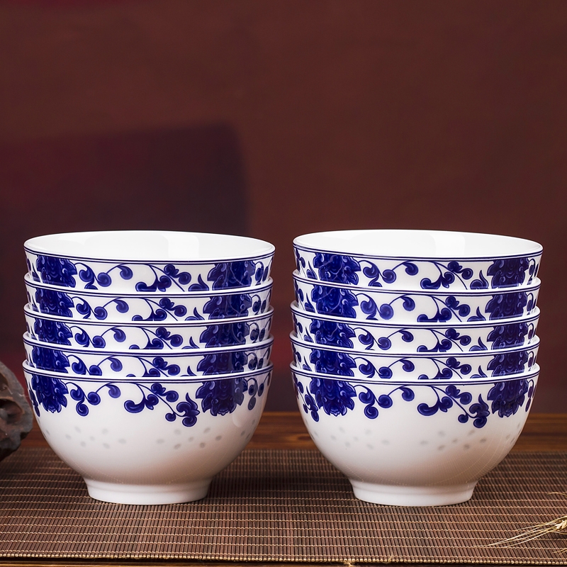 Association, longteng jingdezhen blue and white porcelain bowls ipads bowls a single job tall bowl of classic blue and white