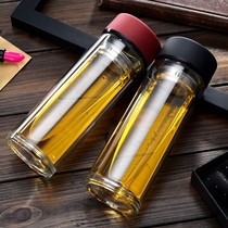 Brand glass cup with cover glass cup office cup portable water glass transparent cup double cup insulation cup