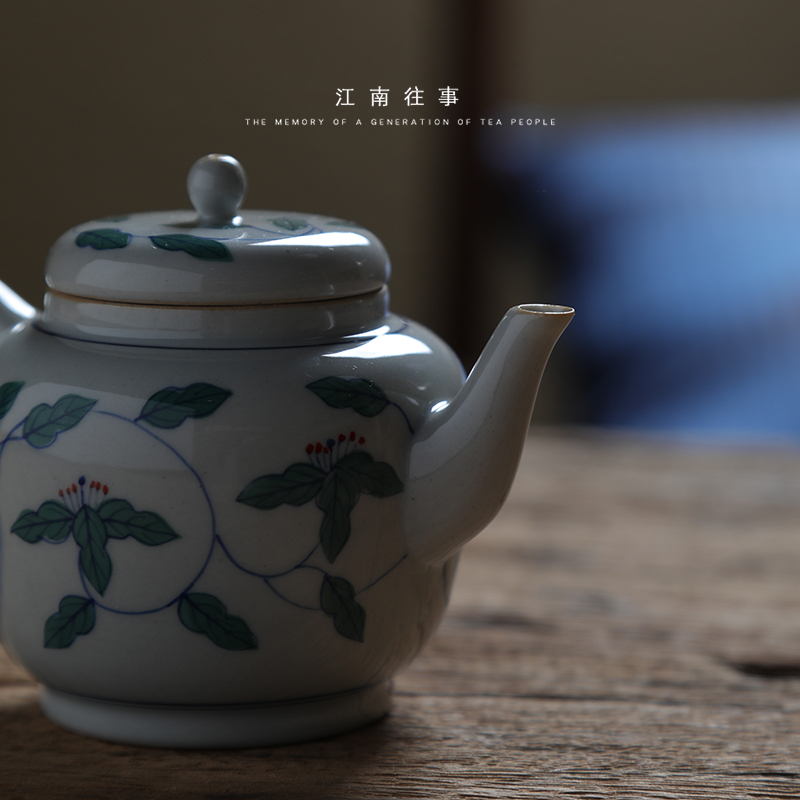 Jiangnan jingdezhen manual coloured drawing or pattern twinned trunks past ceramic teapot Chinese kung fu tea set household teapot