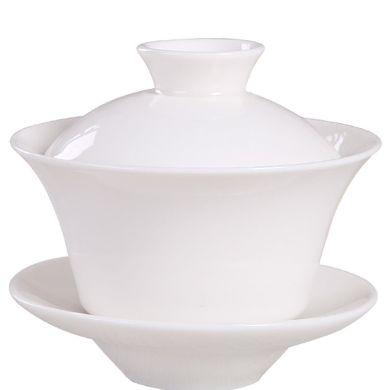 Small tureen trumpet 60 ml three fort tureen tea set spare parts cover Small white jade porcelain pure white