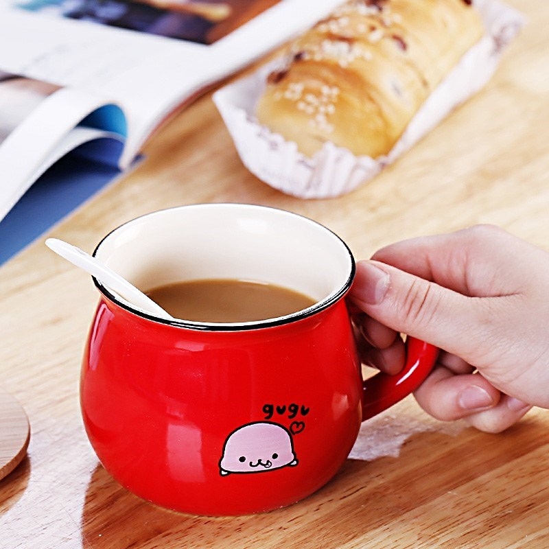 Milk tea home han edition ceramic keller cup of Milk tea drinks the children a bigger spoon coffee cups