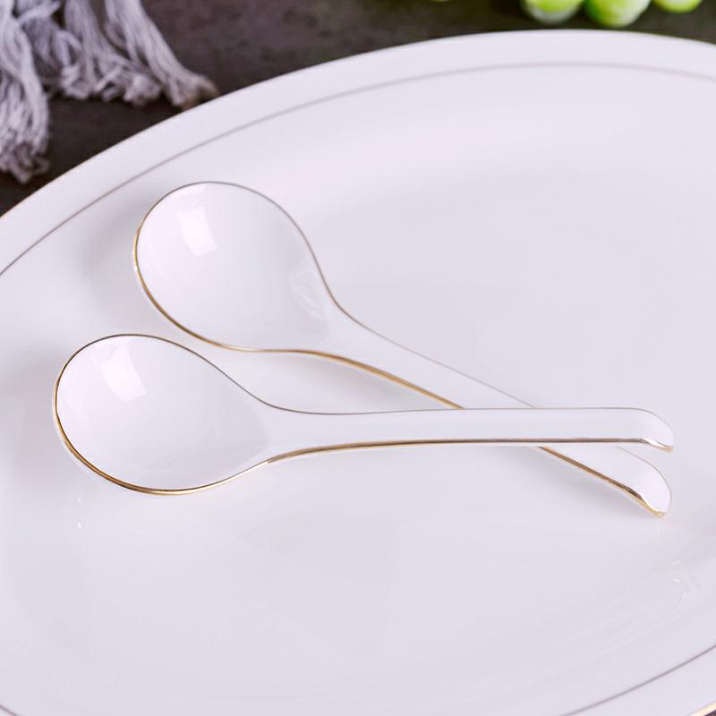 Jingdezhen ipads China ten pack 】 【 Jin Bianchang spoon handle suit creative lovely household ceramic spoon run out