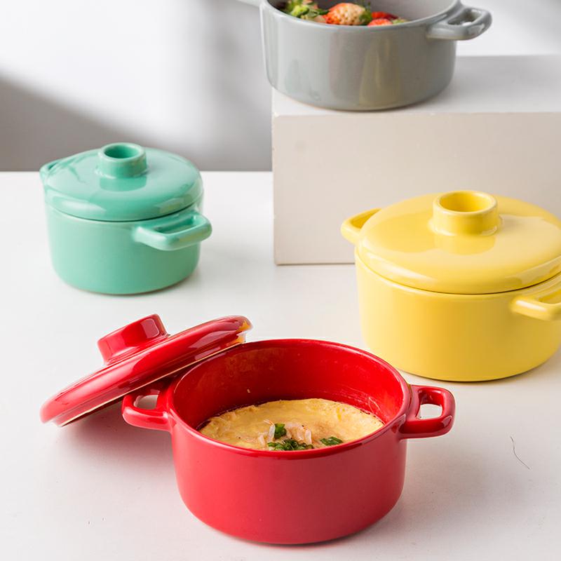 Soup bowl five - color domestic high temperature resistant ceramic tableware dessert bowl assist food, steamed egg stew roast bowl bowl with cover rainbow such use