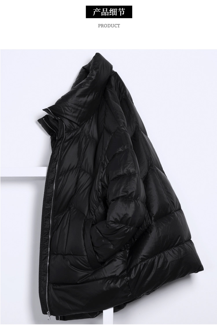 女装 羽绒服 逸阳冬季新款黑色中长款羽绒服女小个子爆款轻薄短款亮面