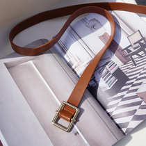 PANLULUPAN niche design vintage belt Waist seal belt double-sided cowhide non-porous free adjustment wild