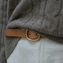 PANLULUPAN handmade imported cowhide vegetable tanned leather color womens belt pure copper buckle head literary wide belt