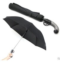 Old Korean survival madness three fold automatic umbrella Creative department store stage props umbrella spot personality pistol umbrella Western gun umbrella
