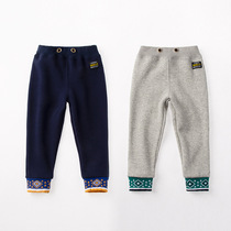 MK homes new 20 mens and womens autumn and winter plus velvet pants Childrens warm foot pants Japanese non-inverted velvet pants