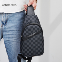 Cohnim Kevin Korean men's plaid crossbody backpack casual men's bag zipper chest bag fashion shoulder bag