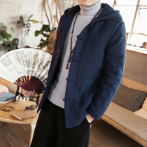 Chinese style Tang suit Chinese style mens vintage thick cotton hooded mens cotton coat winter ethnic cotton jacket