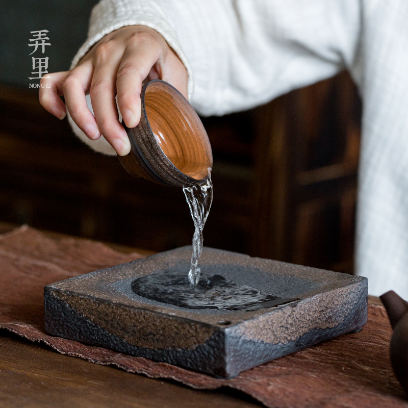 Japanese round tea bearing square dry plate are it ceramic pot supporting small water tea crude earthen POTS bearing