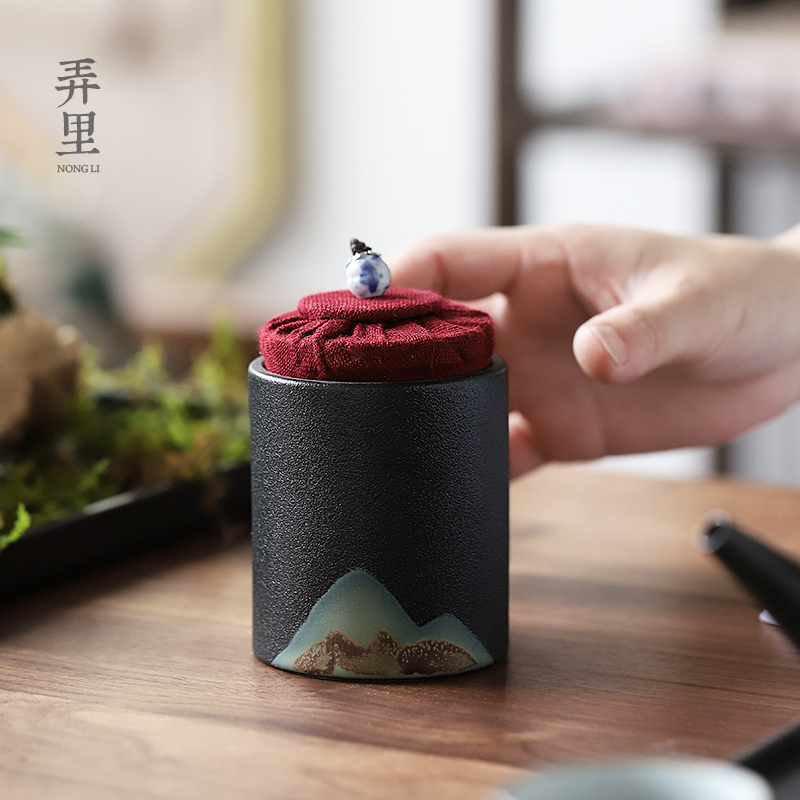 The Get caddy fixings household ceramic POTS in small pu 'er travel tea caddy fixings portable mini packing seal pot