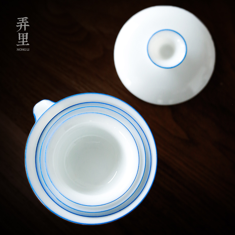 Tureen travel to crack a pot of three han white porcelain tea set kung fu suit portable package outdoors travel home