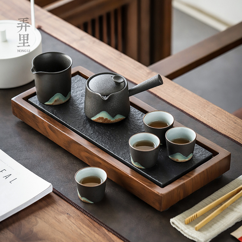 The Get | in Japanese contracted sharply stone tea tray was little sitting room tea table drainage kung fu tea set suit black household ceramics