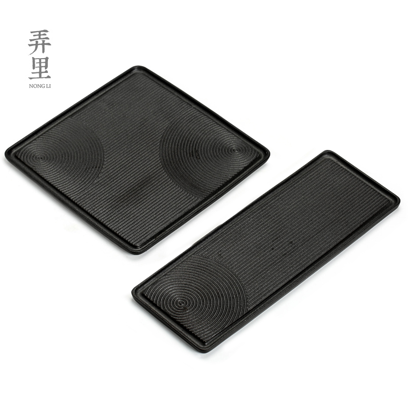 Figure in Japanese dry landscape dry terms plate thick black sand pottery plate tea kung fu tea tea tray storage four small tea tray