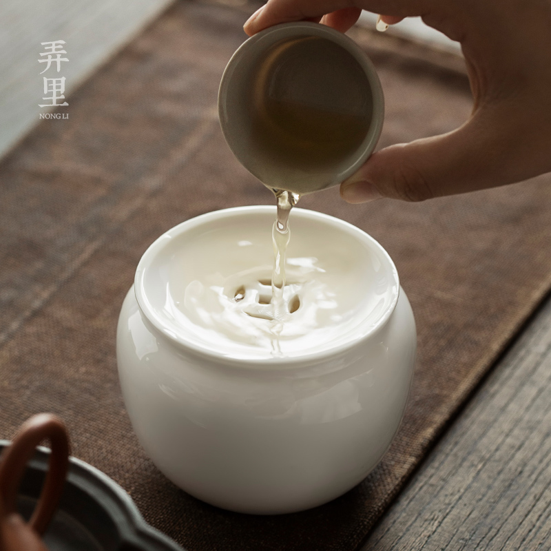 The Get | white porcelain copper built water jar in the kung fu tea accessories small cheng fang washed ceramic soup slag, slag bucket