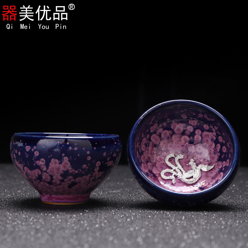 Implement the best tea with variable set silver tea temmoku ceramic cup, master cup sample tea cup lamp that kung fu tea cups