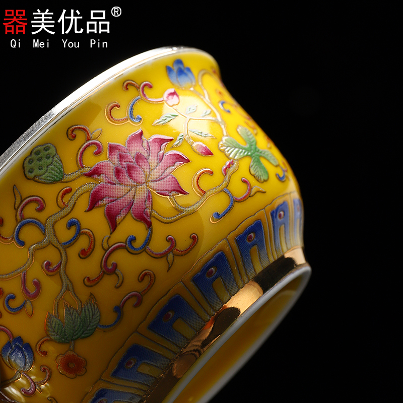 Implement the superior checking porcelain silvering sterling silver 999 jingdezhen colored enamel cup bladder host small cup of tea