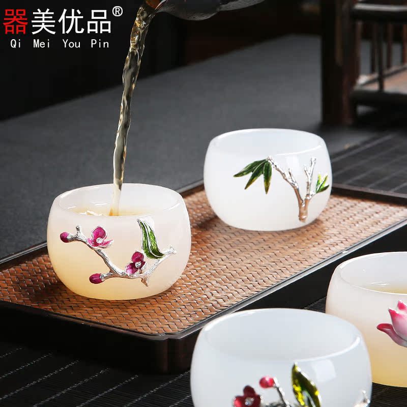 Implement the optimal product glass cup bowl household white jade porcelain cup sample tea cup individual CPU master cup of pure manual single CPU