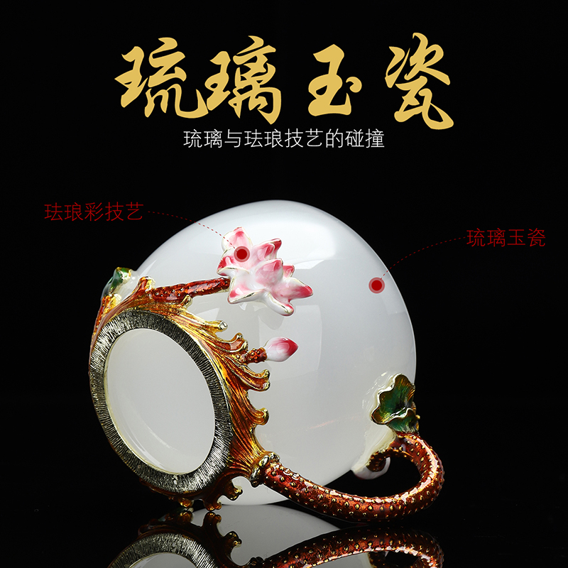 Implement the optimal product coloured glaze jade porcelain enamel kung fu tea cup by patterns sample tea cup cup master cup with handle