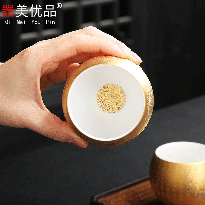 The optimal product gold cup relief master single cup sample tea cup kung fu tea cups checking ceramic household small cups