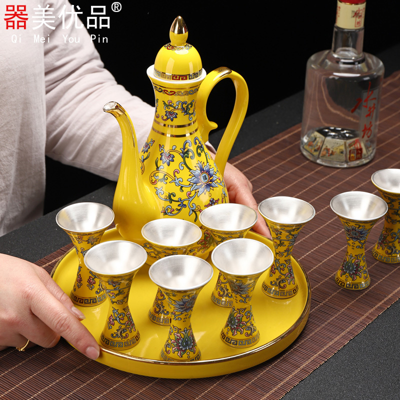 Wine is the best tasting Wine with jingdezhen ceramic liquor custom home hip flask glass kit gift set